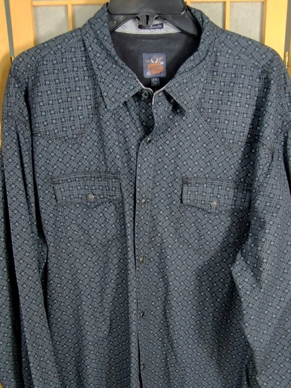 Moonshine Spirit Button Down Long Sleeve Shirt Black/Grey/Blue Size XXL